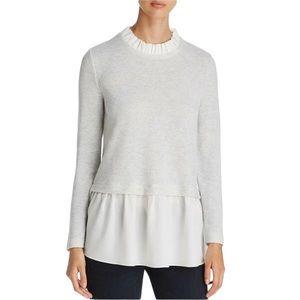 Storee Gray Layered Mock Neck Textured Sweater